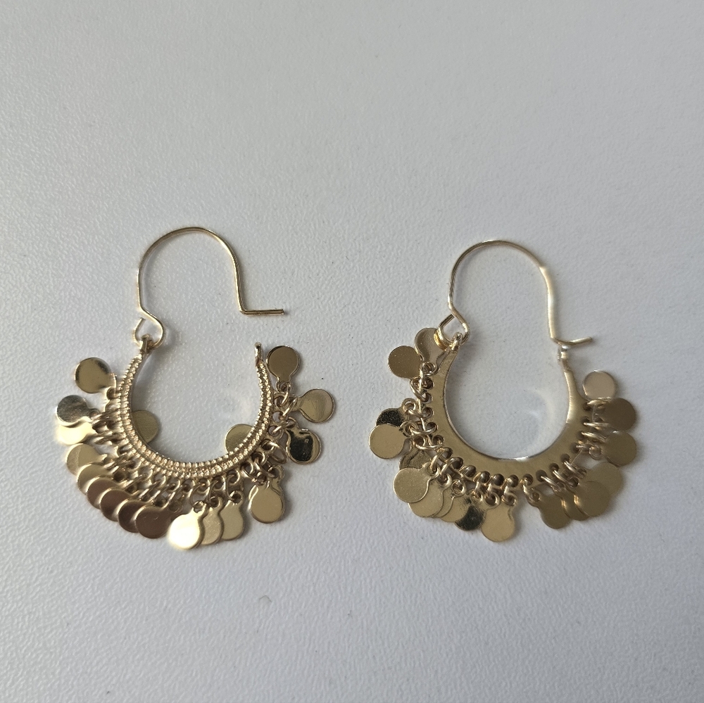 Gold Dangle Hoop Earrings